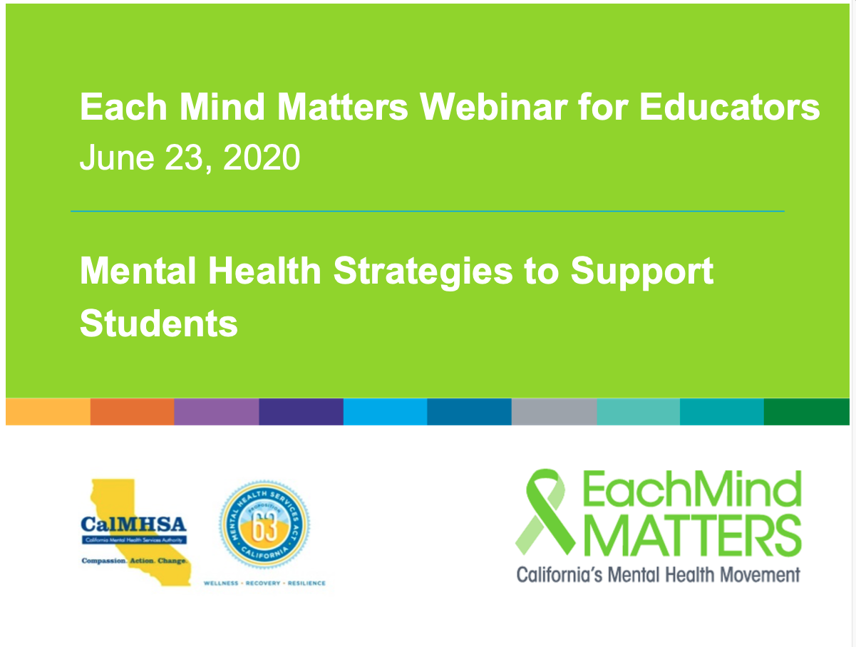Mental Health Strategies To Support Students Webinar Mental Health Strategies To Support Students Webinar